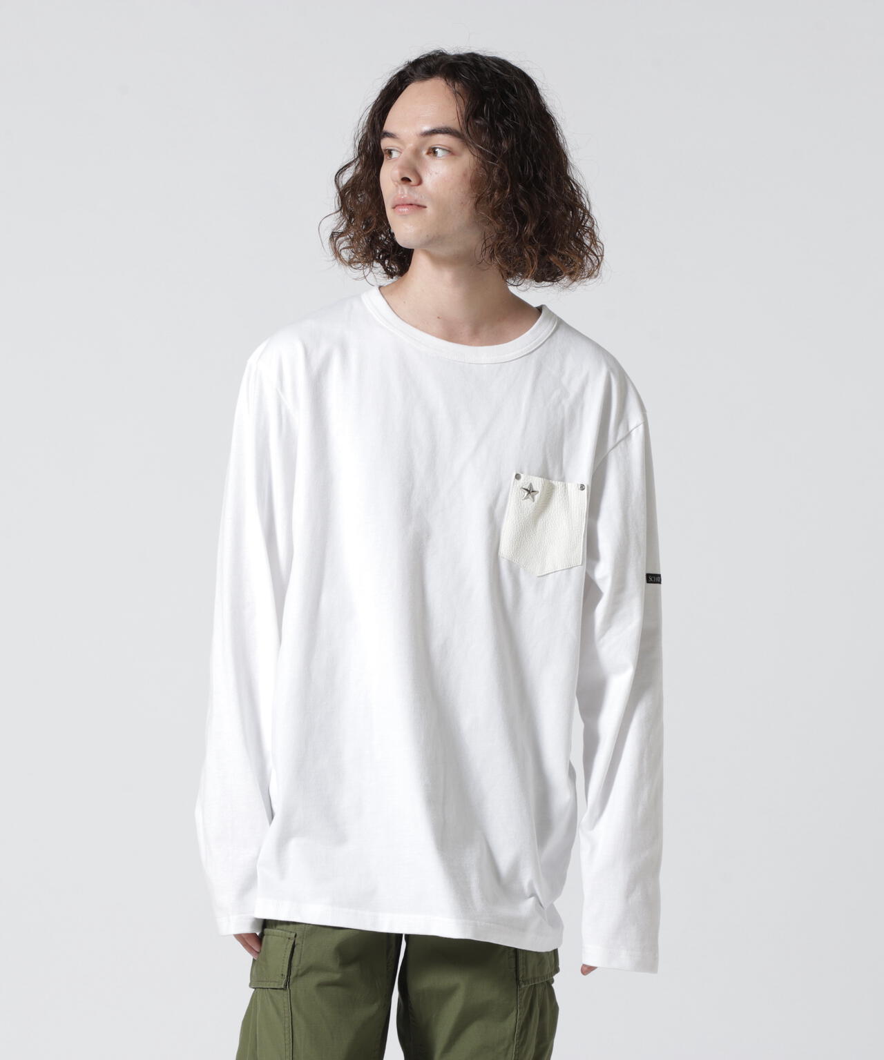 LETHER POKET LS TEE/レザーポケット ロングスリーブ Tシャツ | Schott