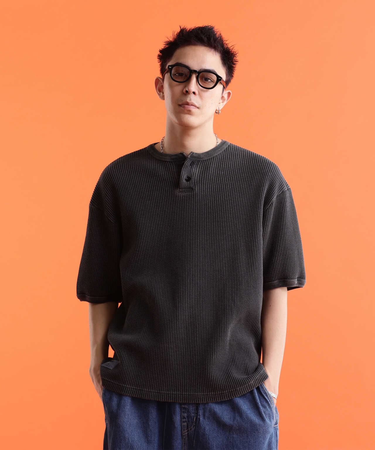 Schott/ショット/THERMAL PIGMENT OD HENLEY NECK T-SHIRT/サーマル