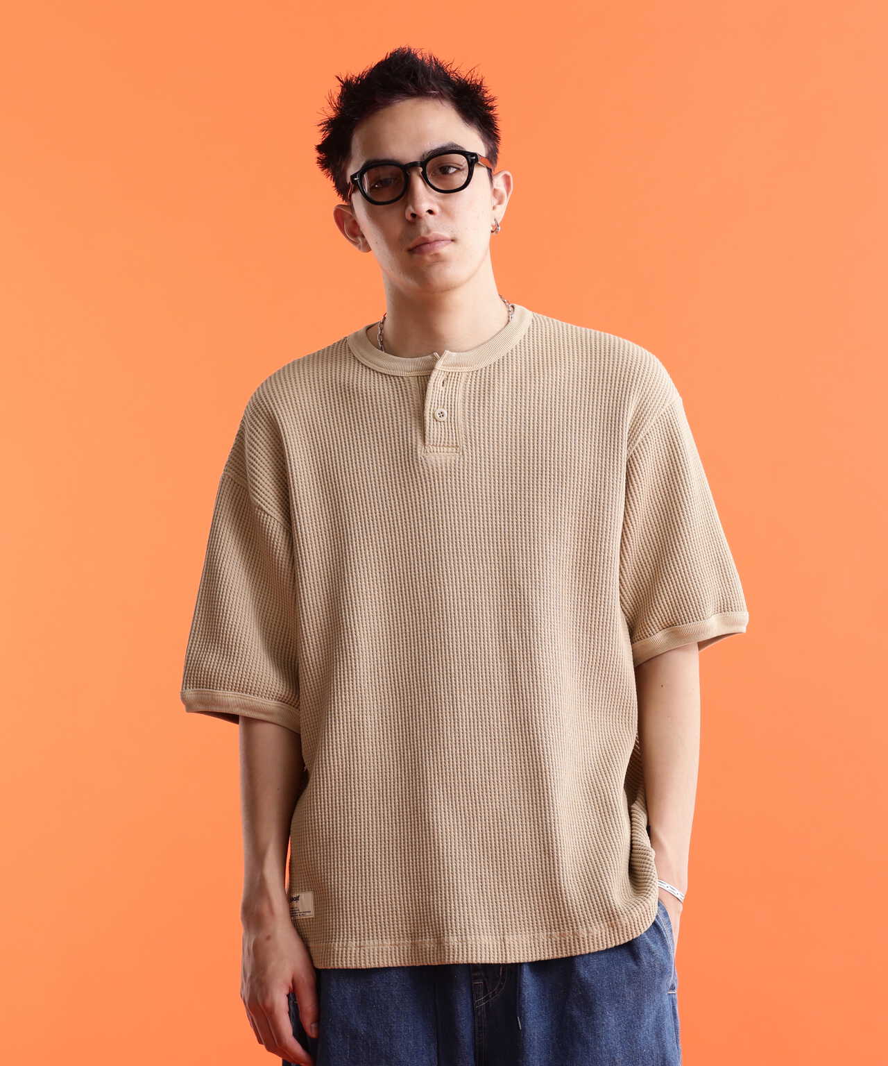 THERMAL PIGMENT O/D HENLEY NECK T-SHIRT/サーマル オーバーダイ