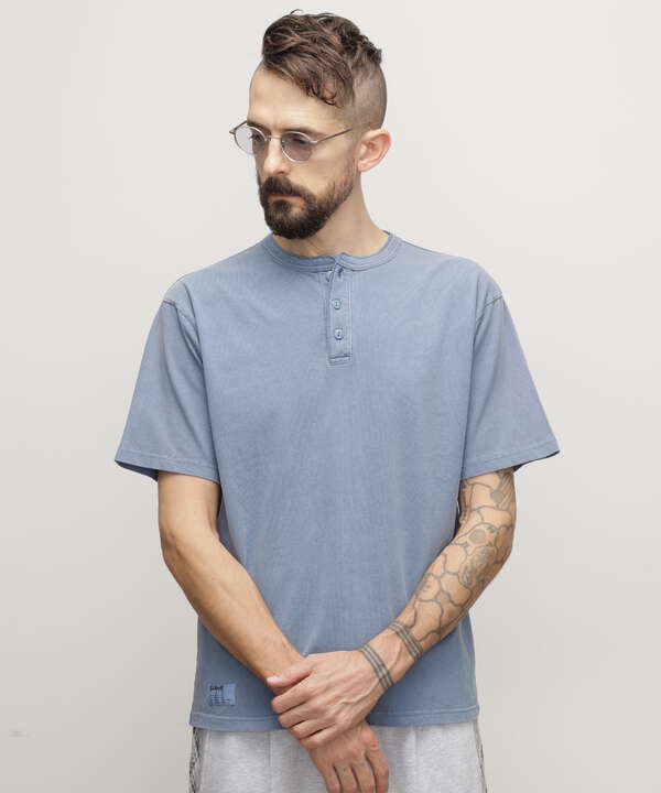 PIGMENT O/D SS HENLEY NECK T-SHIRT/ピグメント オーバーダイ ヘンリーネック Tシャツ