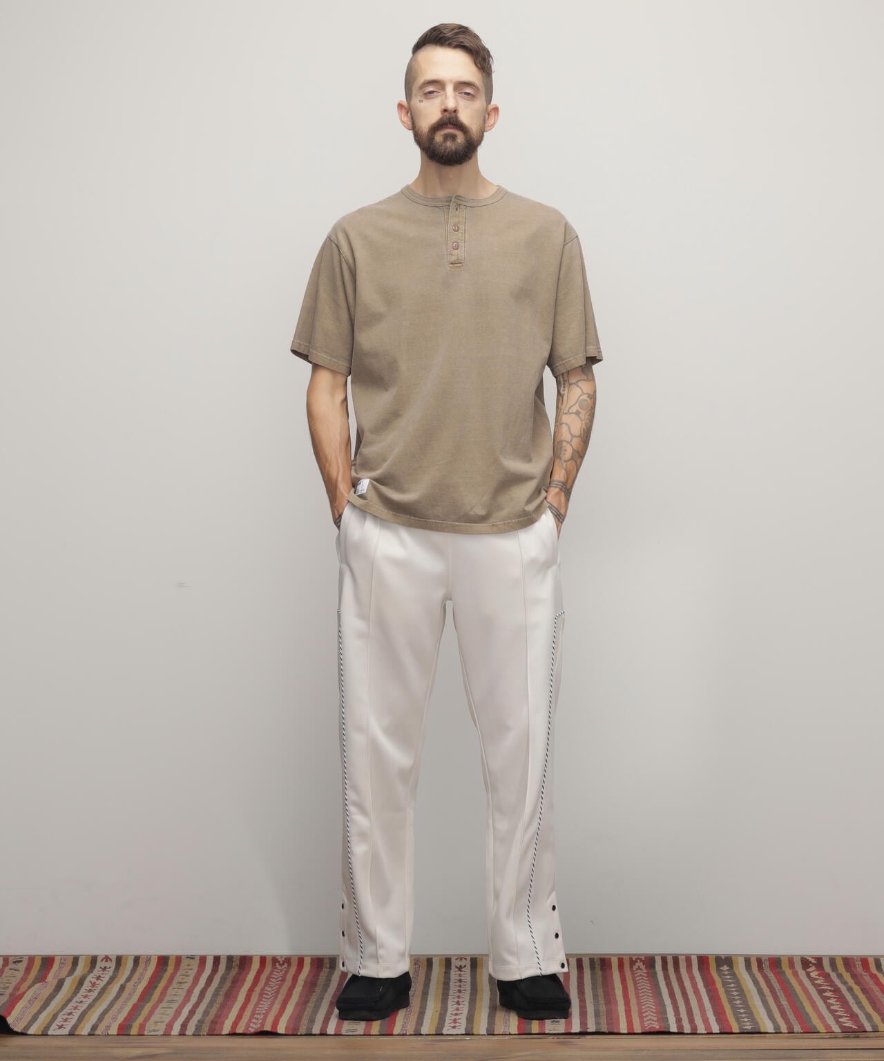 PIGMENT O/D SS HENLEY NECK T-SHIRT/ピグメント オーバーダイ