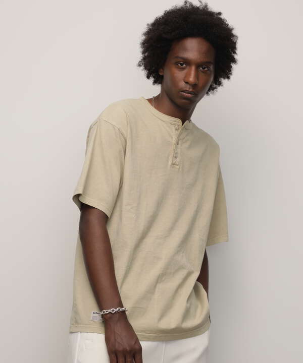 PIGMENT O/D SS HENLEY NECK T-SHIRT/ピグメント オーバーダイ