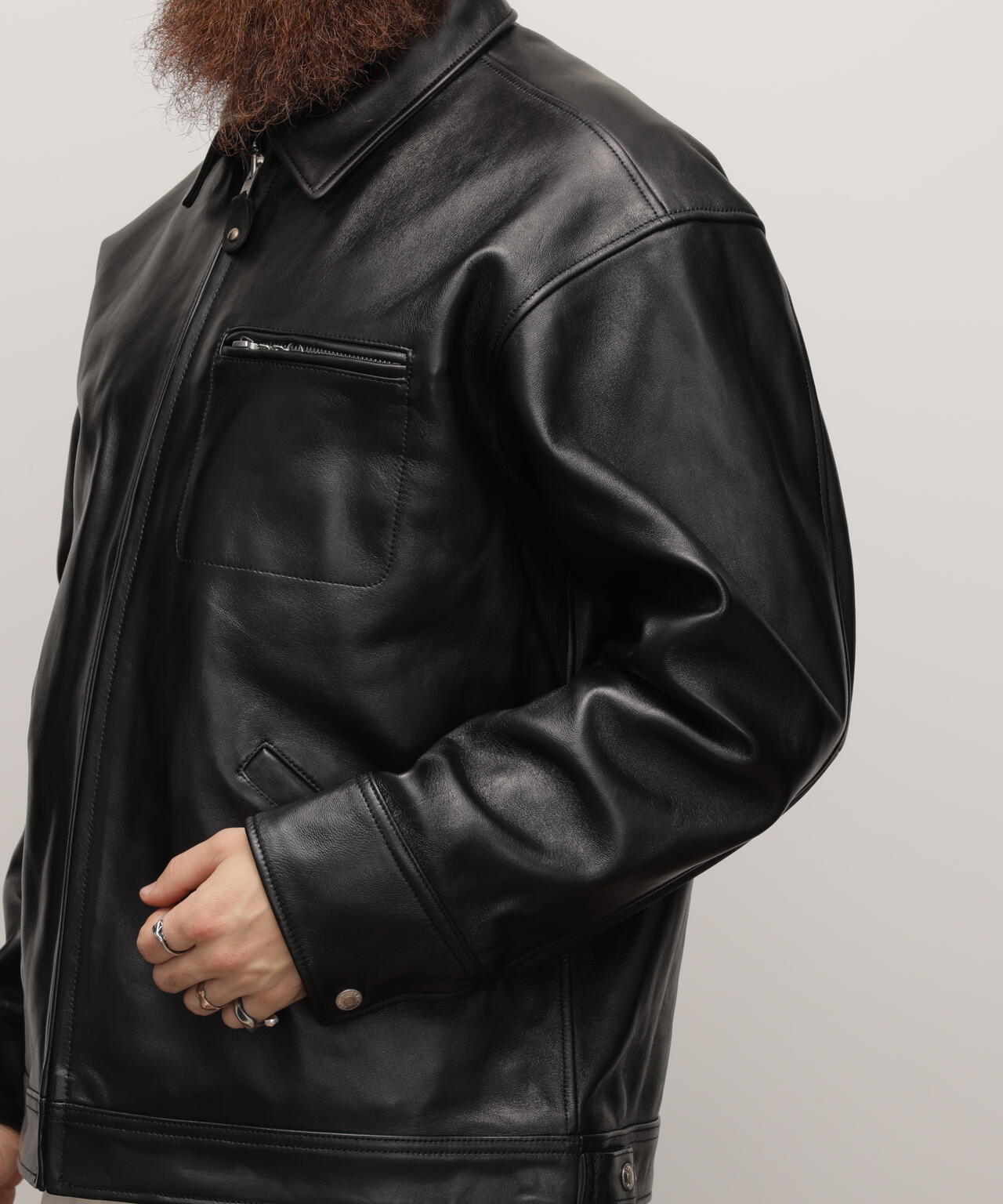 LEATHER TRACKER JACKET/レザートラッカージャケット