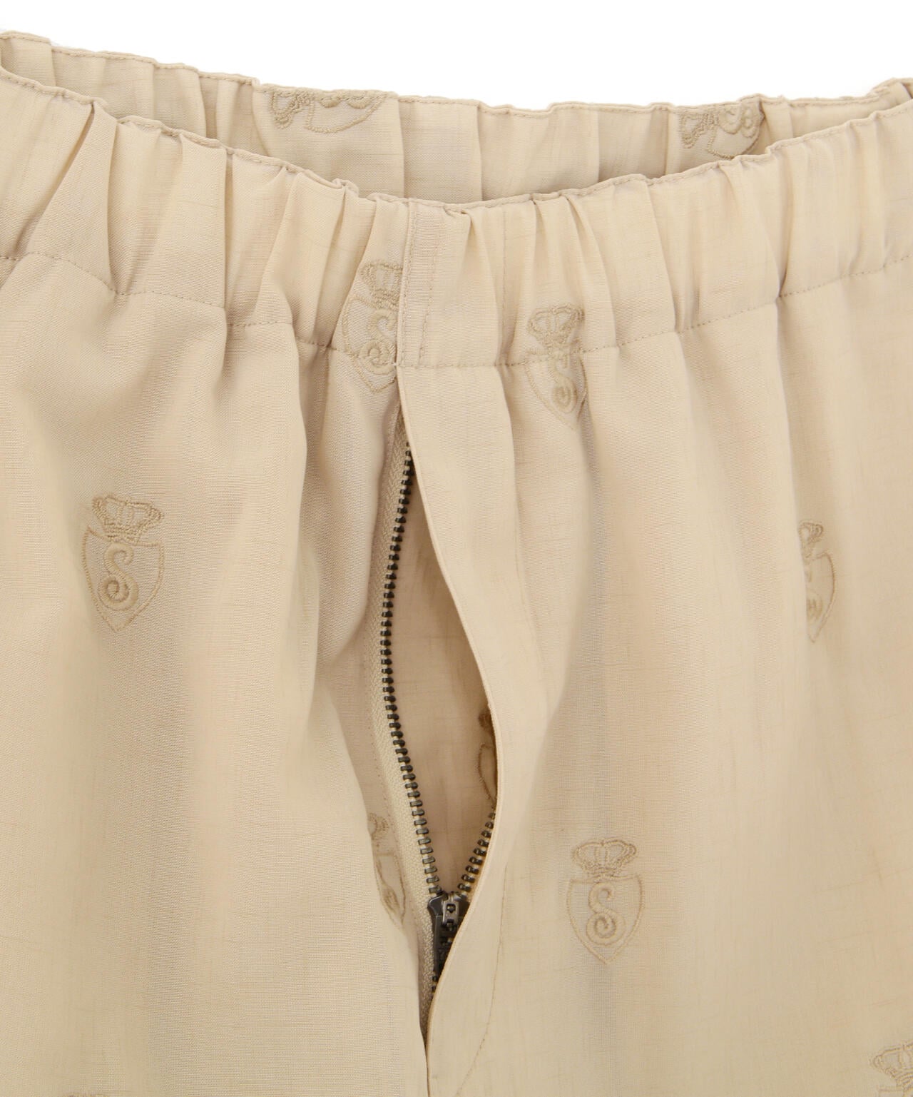 SLUB CHIFFON PANTS "FAMILY CREST"/スラブシフォン パンツ "ファミリークレスト"