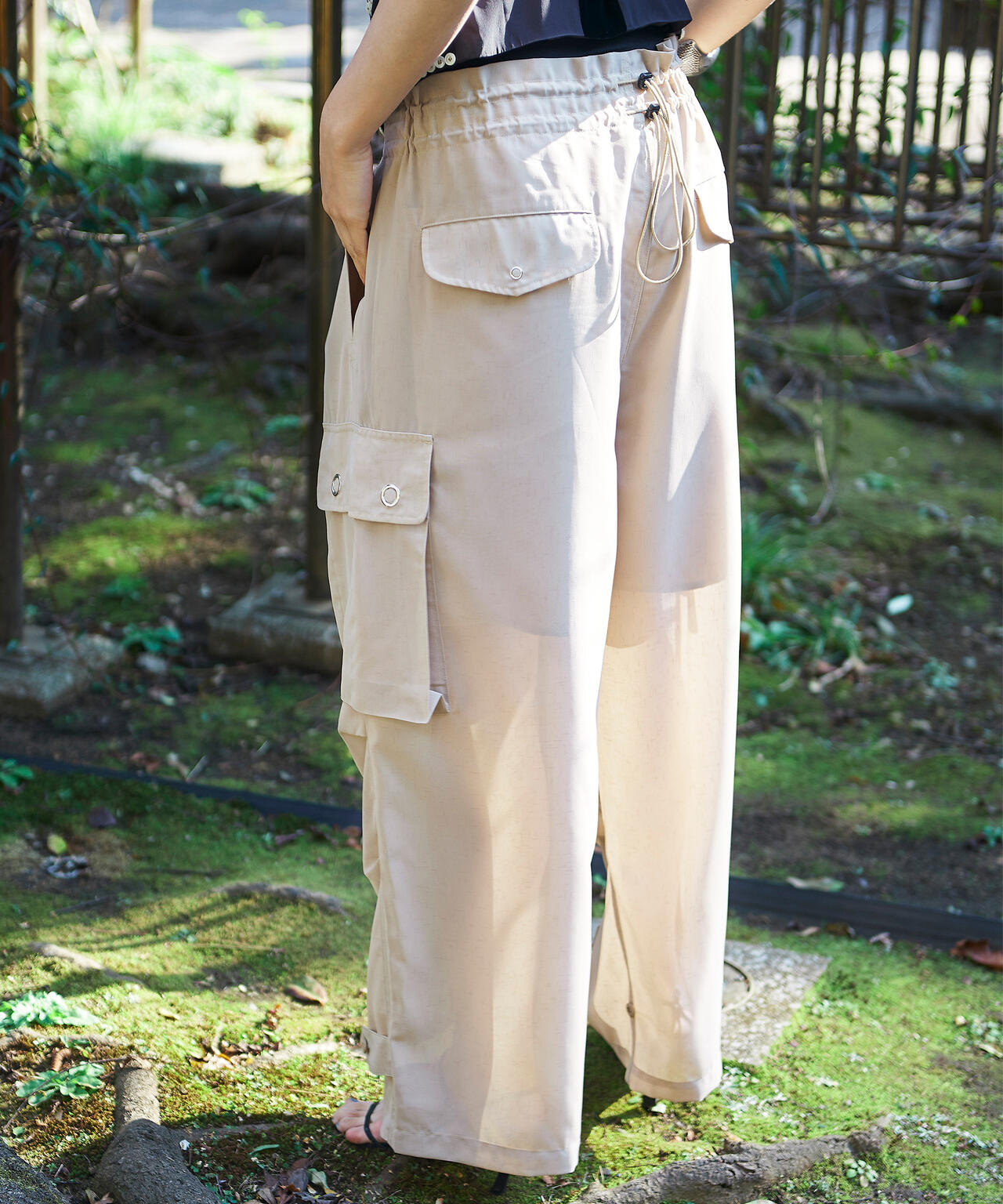 Women's/×RUMBLE RED/ランブルレッド/SLUB CHIFFON CARGO PANTS/スラブシフォン カーゴパンツ