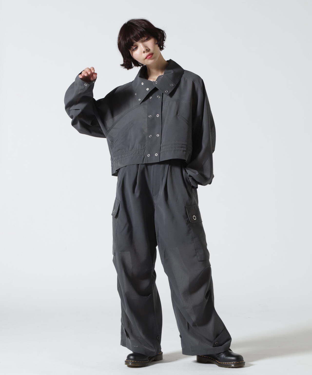 Women's/×RUMBLE RED/ランブルレッド/SLUB CHIFFON CARGO PANTS/スラブシフォン カーゴパンツ