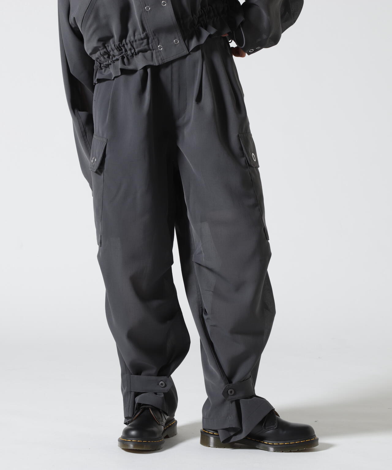 Women's/×RUMBLE RED/ランブルレッド/SLUB CHIFFON CARGO PANTS/スラブシフォン カーゴパンツ