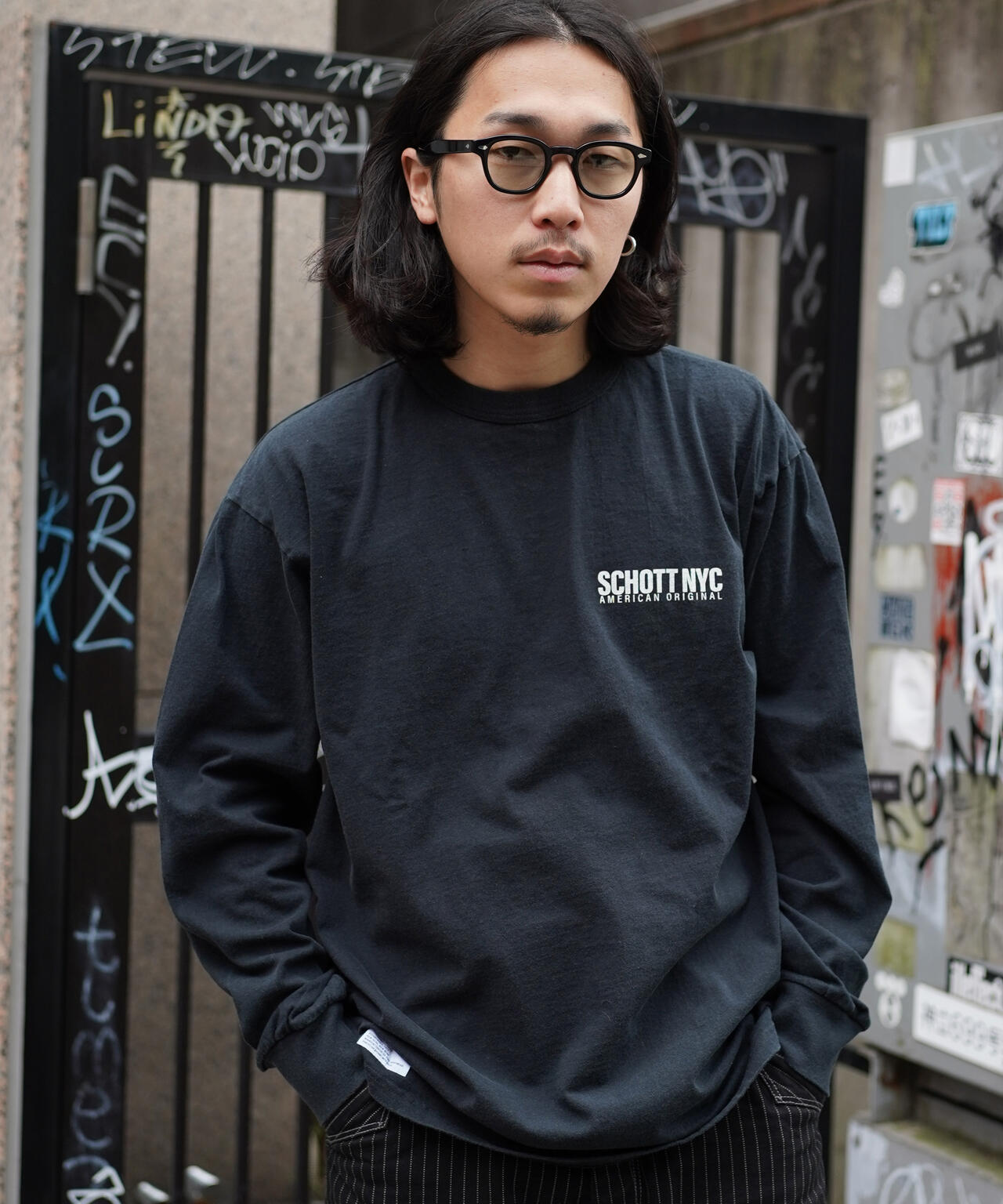 直営限定/LS T-SHIRT SCHOTT NYC/ロングTシャツ ショット ニューヨーク