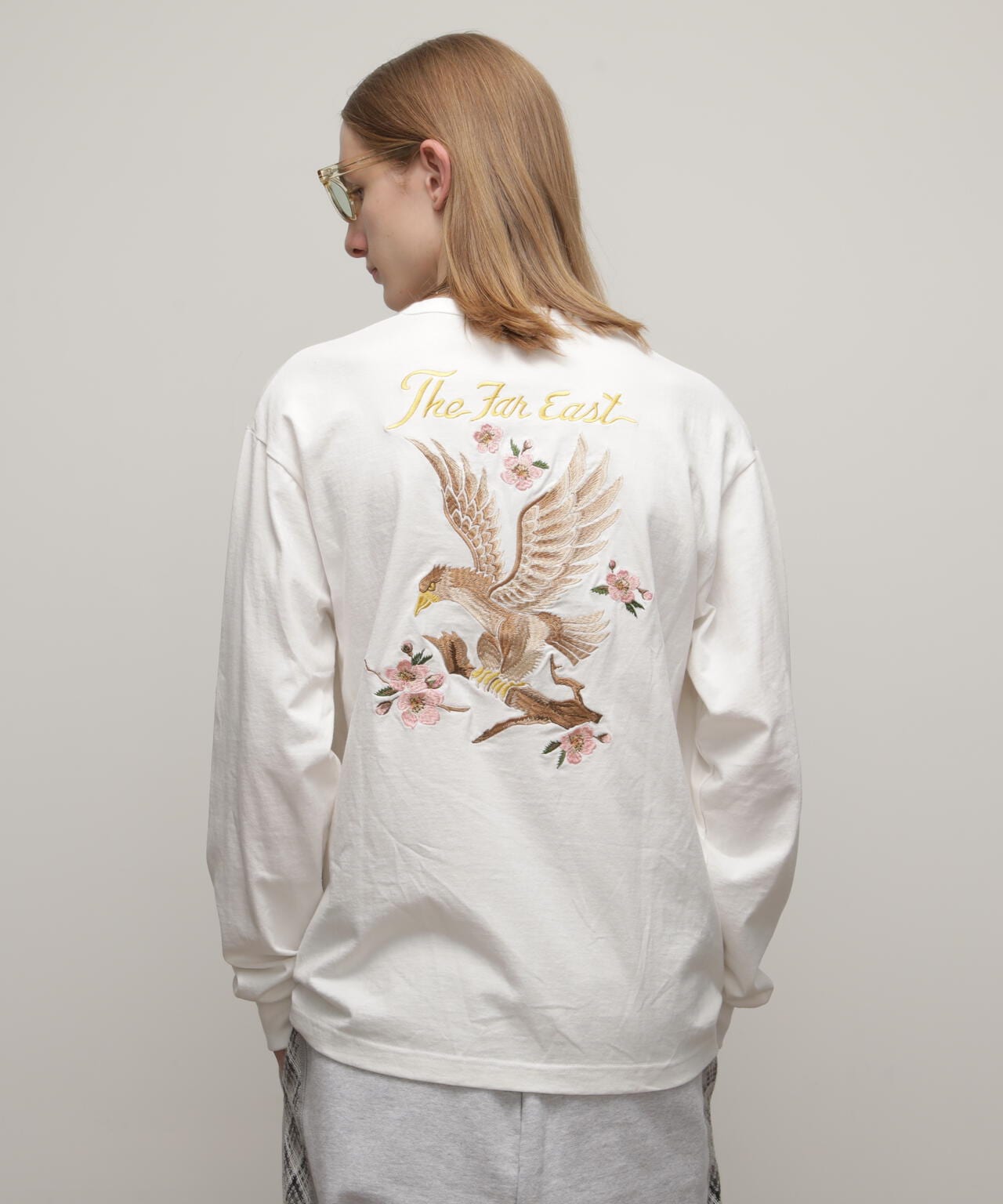 LS HENLEY TｰSHIRT "CHERRY BLOSSOMS EAGLE"/ヘンリーネック ロンT "チェリーブロッサム イーグル"