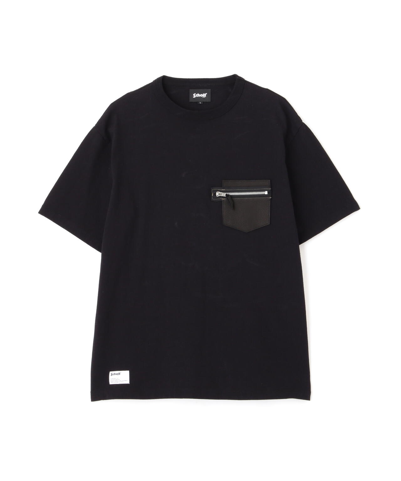 T-SHIRT CUSTOM ZIP LEATHER PKT/カスタムジップ レザーポケット T