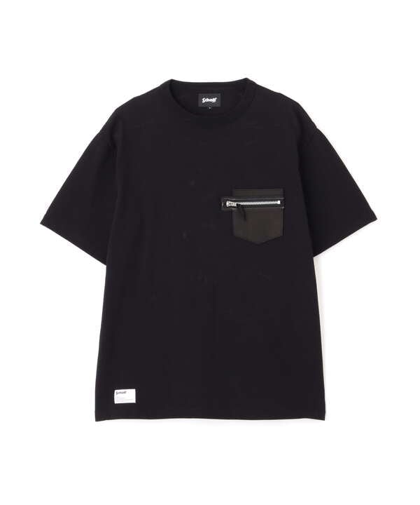 T-SHIRT CUSTOM ZIP LEATHER PKT/カスタムジップ レザーポケット Tシャツ