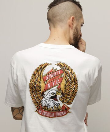 T-SHIRT ”EAGLE AND RIBBON EMB”/刺繍Tシャツ ”イーグル アンド リボン”