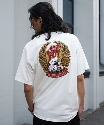 T-SHIRT "EAGLE AND RIBBON EMB"/刺繍Tシャツ "イーグル アンド リボン"