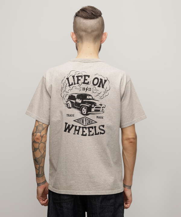 HEATHER T-SHIRT "LIFE ON WHEELS"/ヘザーTシャツ "ライフ オン ホイールズ"