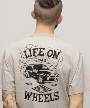 HEATHER T-SHIRT ”LIFE ON WHEELS”/ヘザーTシャツ ”ライフ オン ホイールズ”