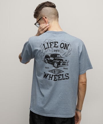 HEATHER T-SHIRT "LIFE ON WHEELS"/ヘザーTシャツ "ライフ オン ホイールズ"