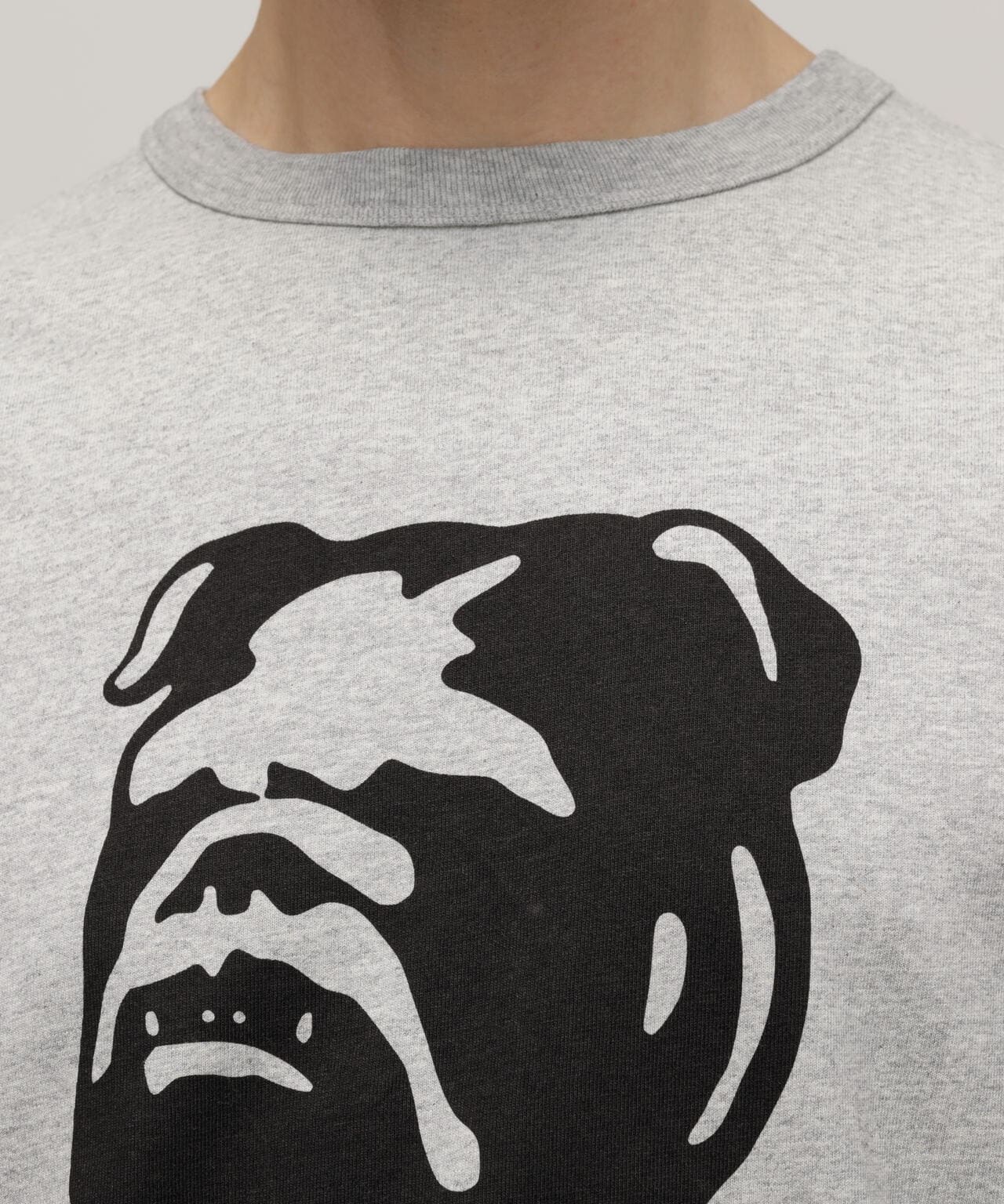 HEATHER T-SHIRT "STENCIL BULLDOG"/ヘザーTシャツ "ステンシル ブルドッグ"