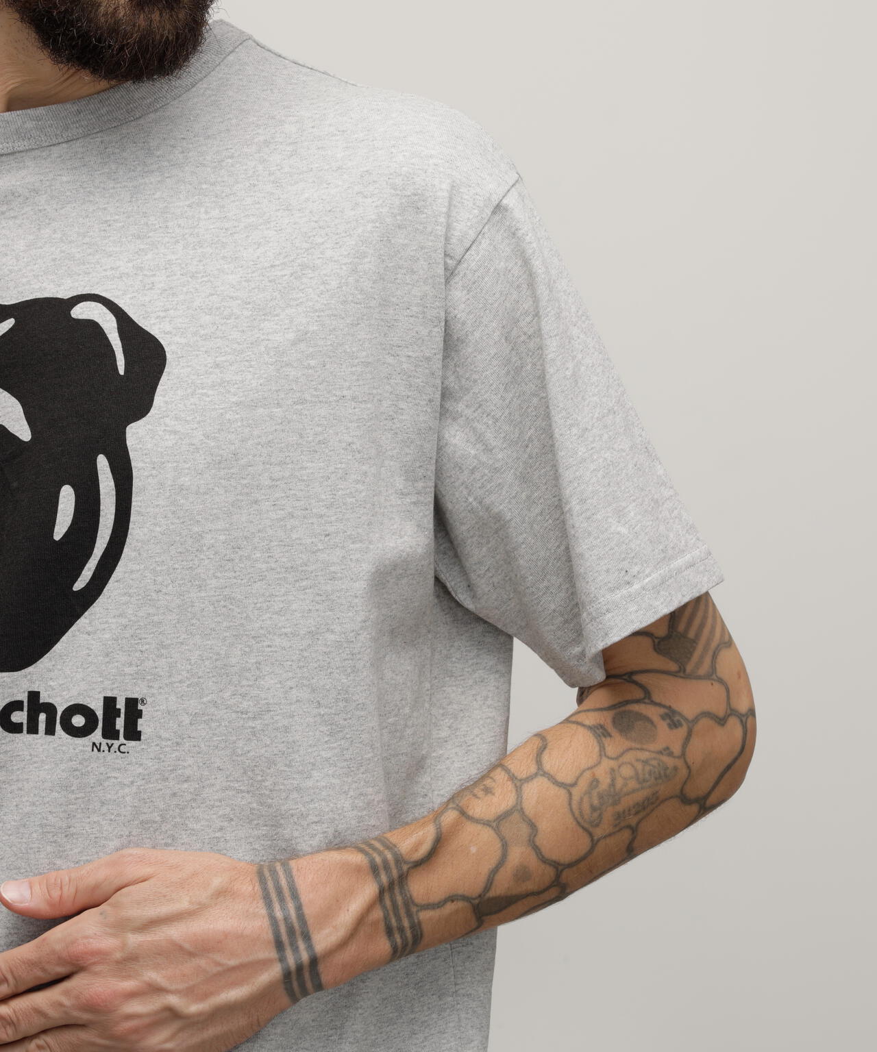 HEATHER T-SHIRT "STENCIL BULLDOG"/ヘザーTシャツ "ステンシル ブルドッグ"