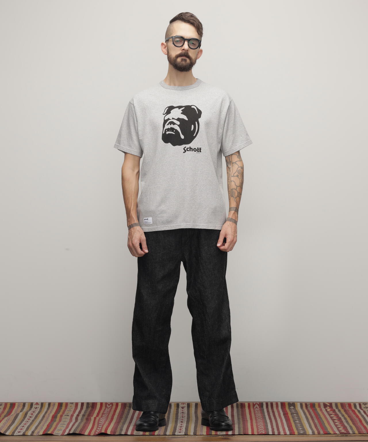 HEATHER T-SHIRT "STENCIL BULLDOG"/ヘザーTシャツ "ステンシル ブルドッグ"