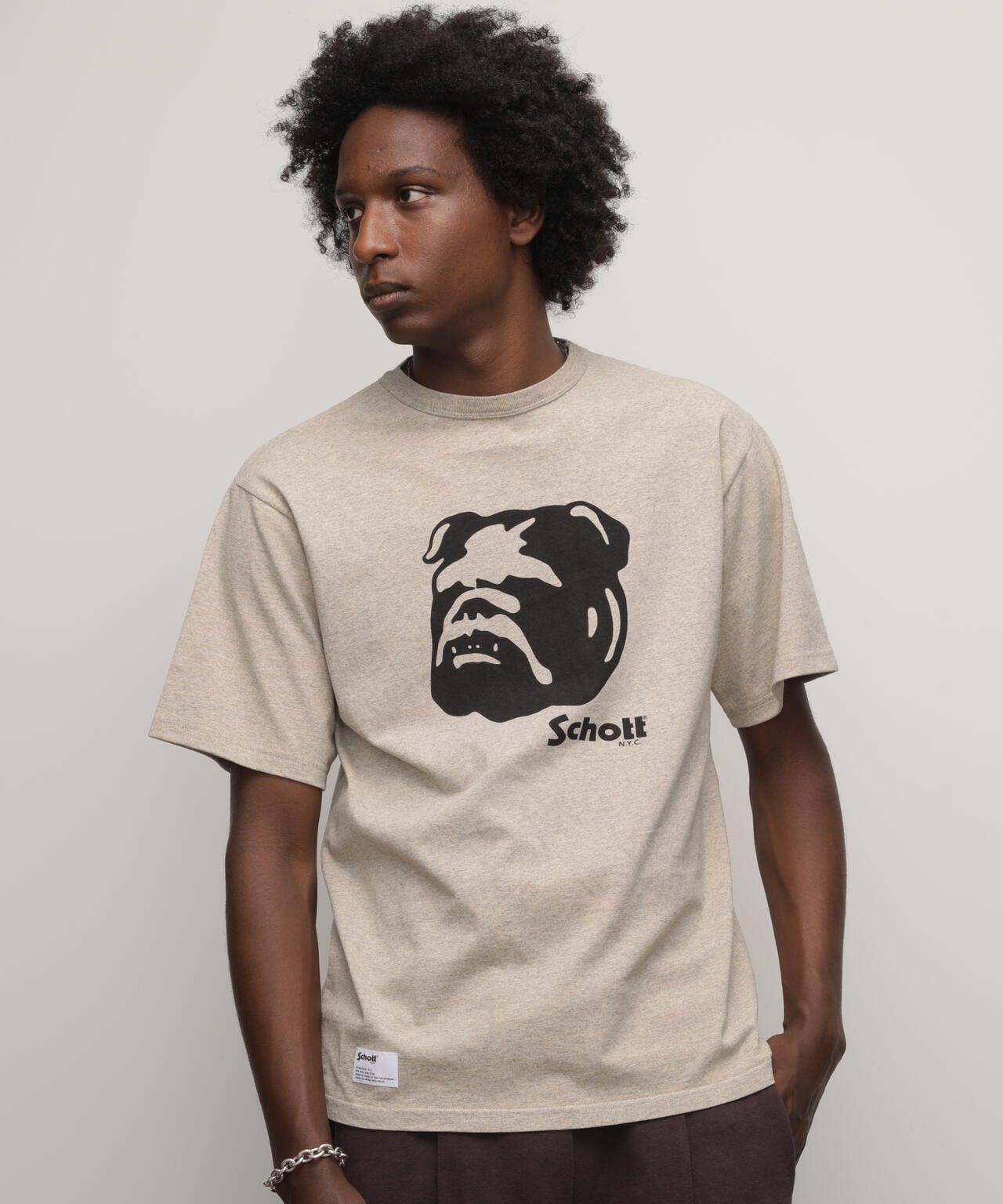 HEATHER T-SHIRT "STENCIL BULLDOG"/ヘザーTシャツ "ステンシル ブルドッグ"