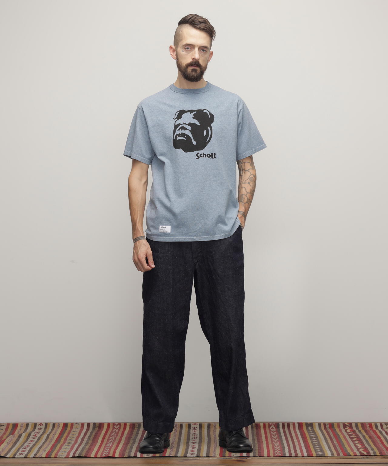 HEATHER T-SHIRT "STENCIL BULLDOG"/ヘザーTシャツ "ステンシル ブルドッグ"