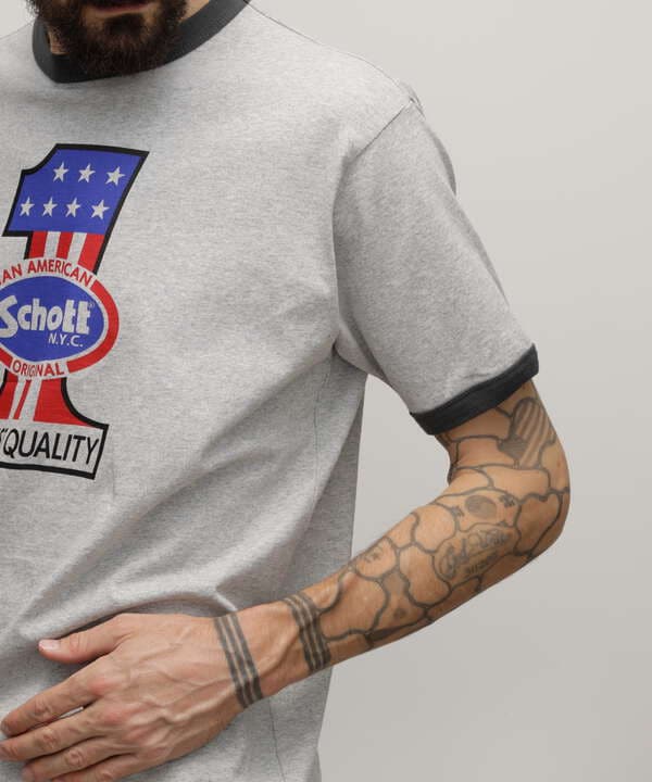 HEATHER TRIM T-SHIRT"NO.1 AMERICAN"/ヘザートリムTシャツ "ナンバーワン アメリカン"