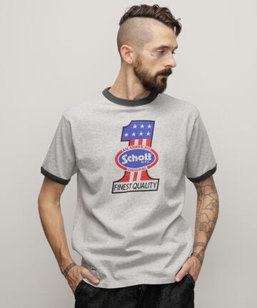HEATHER TRIM T-SHIRT”NO.1 AMERICAN”/ヘザートリムTシャツ ”ナンバーワン アメリカン”