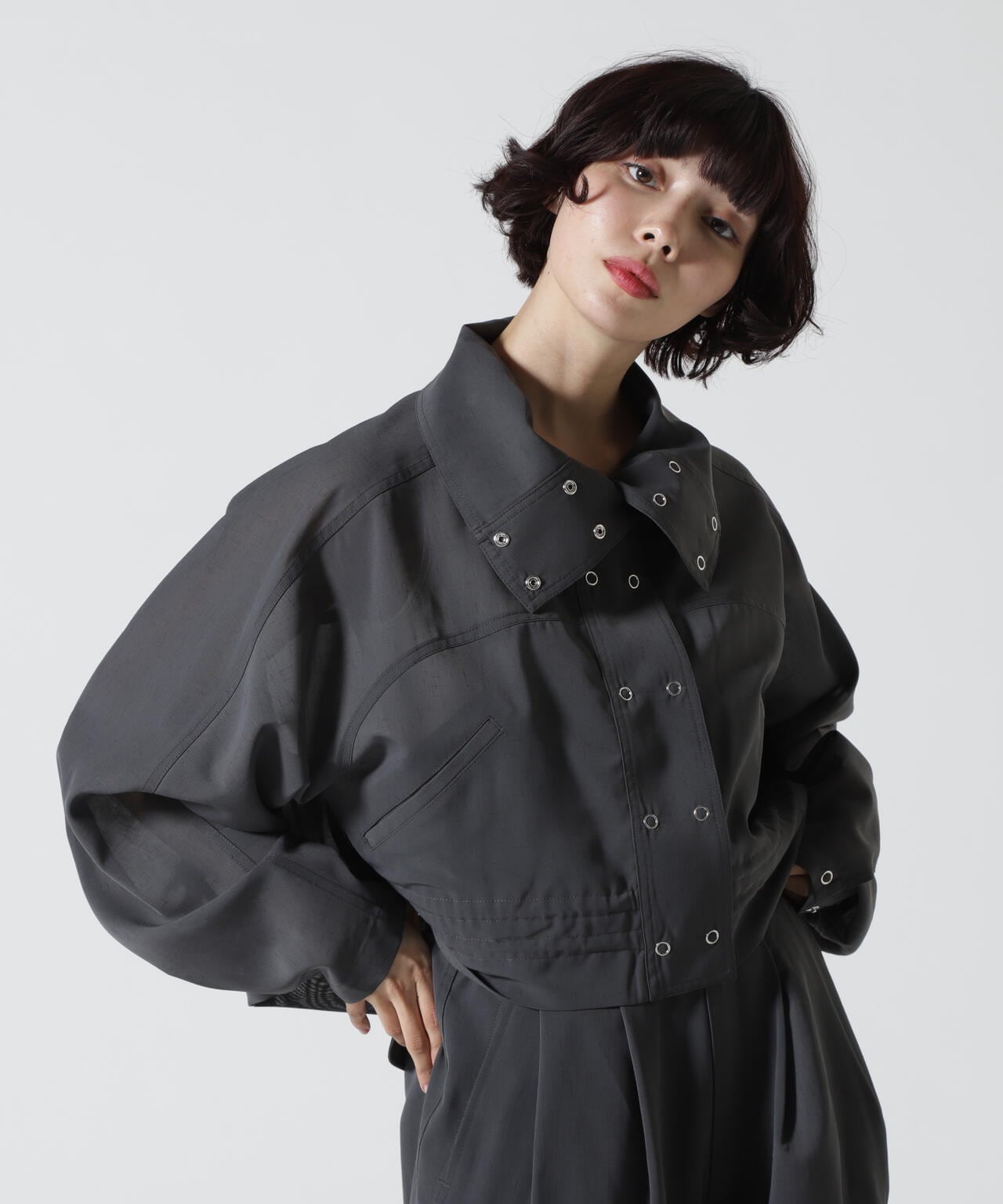 Women's/×RUMBLE RED/ランブルレッド/SLUB CHIFFON TRACK JACKET/スラブシフォントラックジャケット