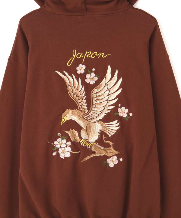 EMB. CHERRY BLOSSOM JAPAN EAGLE HOODED SWEAT/チェリーブロッサム ジャパンイーグル パーカー