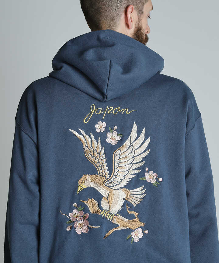 EMB. CHERRY BLOSSOM JAPAN EAGLE HOODED SWEAT/チェリーブロッサム ジャパンイーグル パーカー