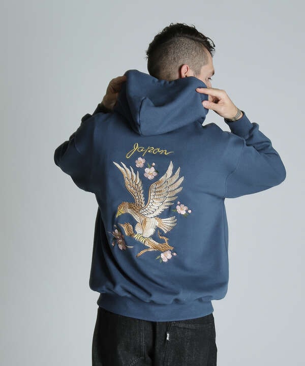 EMB. CHERRY BLOSSOM JAPAN EAGLE HOODED SWEAT/チェリーブロッサム ジャパンイーグル パーカー