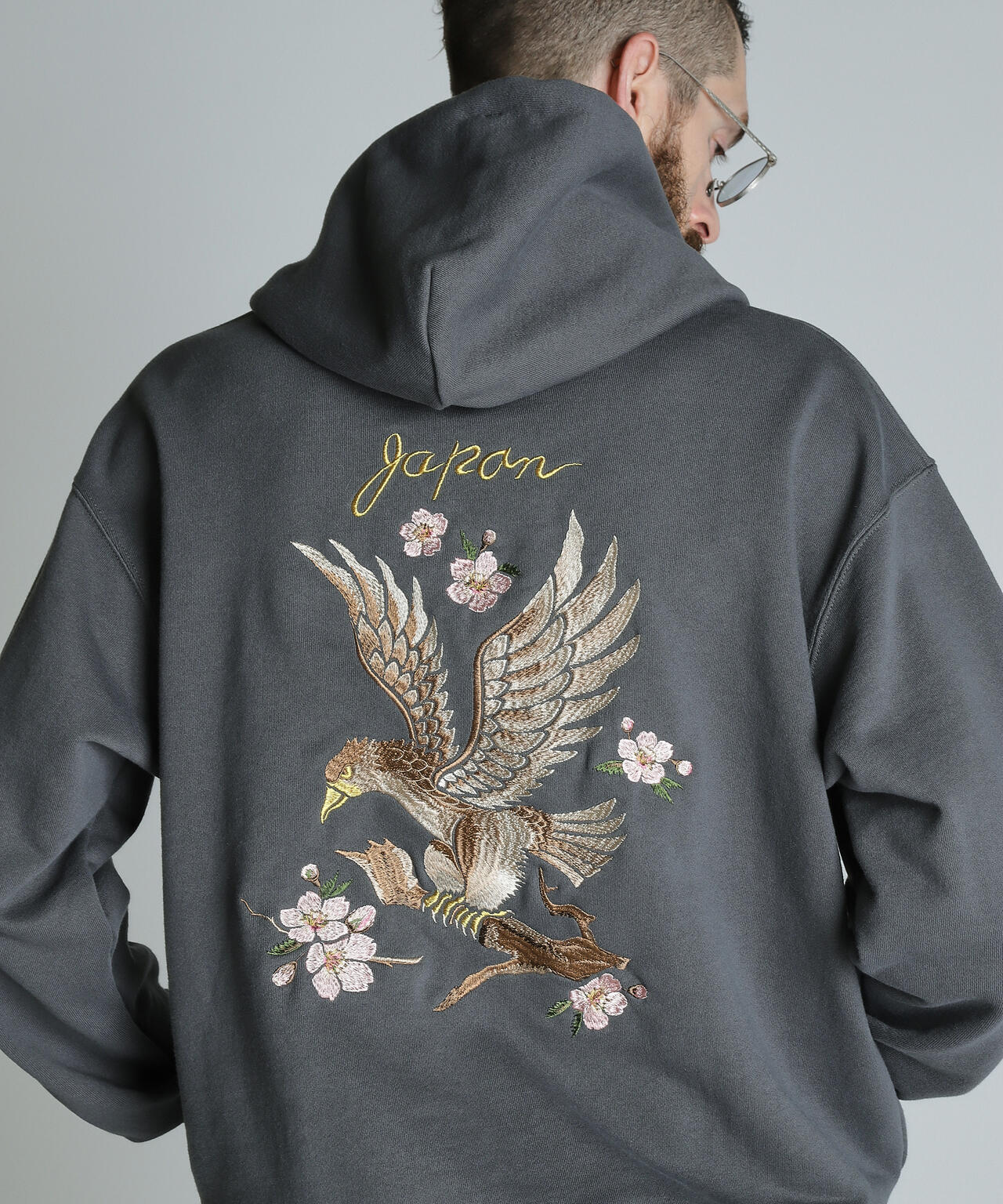 EMB. CHERRY BLOSSOM JAPAN EAGLE HOODED SWEAT/チェリーブロッサム ジャパンイーグル パーカー