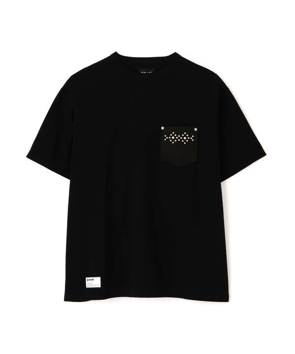 LEATHER POCKET DIAMOND STUDS T-SHIRT/レザーポケット ダイヤモンドスタッズ Tシャツ