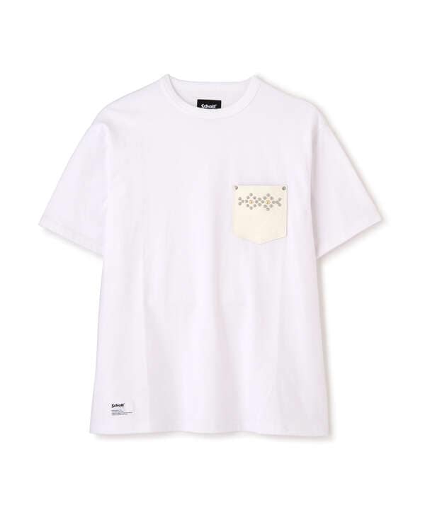 LEATHER POCKET DIAMOND STUDS T-SHIRT/レザーポケット ダイヤモンドスタッズ Tシャツ