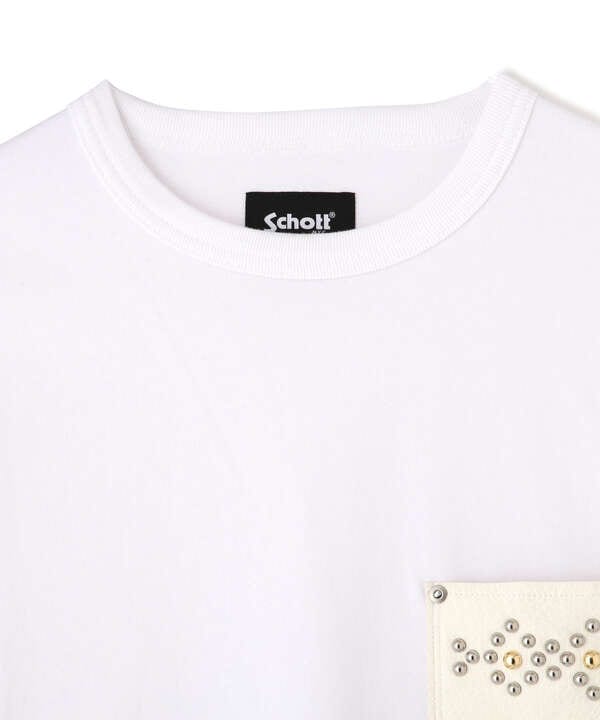 LEATHER POCKET DIAMOND STUDS T-SHIRT/レザーポケット ダイヤモンドスタッズ Tシャツ