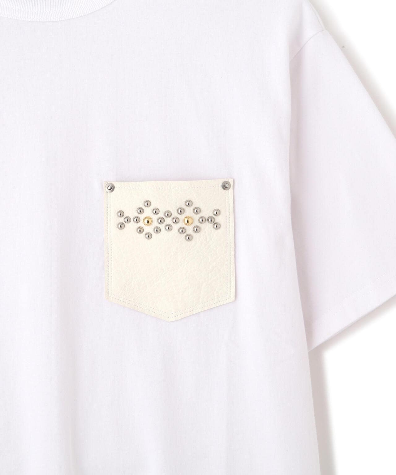 LEATHER POCKET DIAMOND STUDS T-SHIRT/レザーポケット ダイヤモンドスタッズ Tシャツ