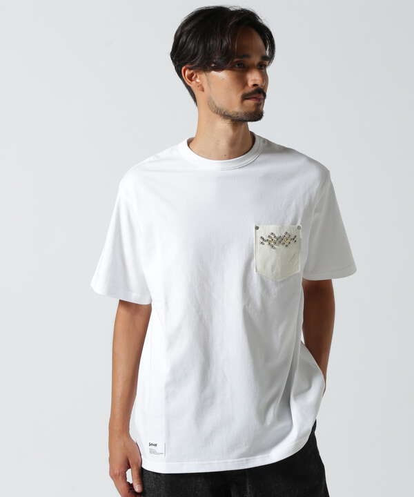 LEATHER POCKET DIAMOND STUDS T-SHIRT/レザーポケット ダイヤモンドスタッズ Tシャツ（7824234002） |  SCHOTT ( ショット ) | 【公式】通販 MIX.Tokyo