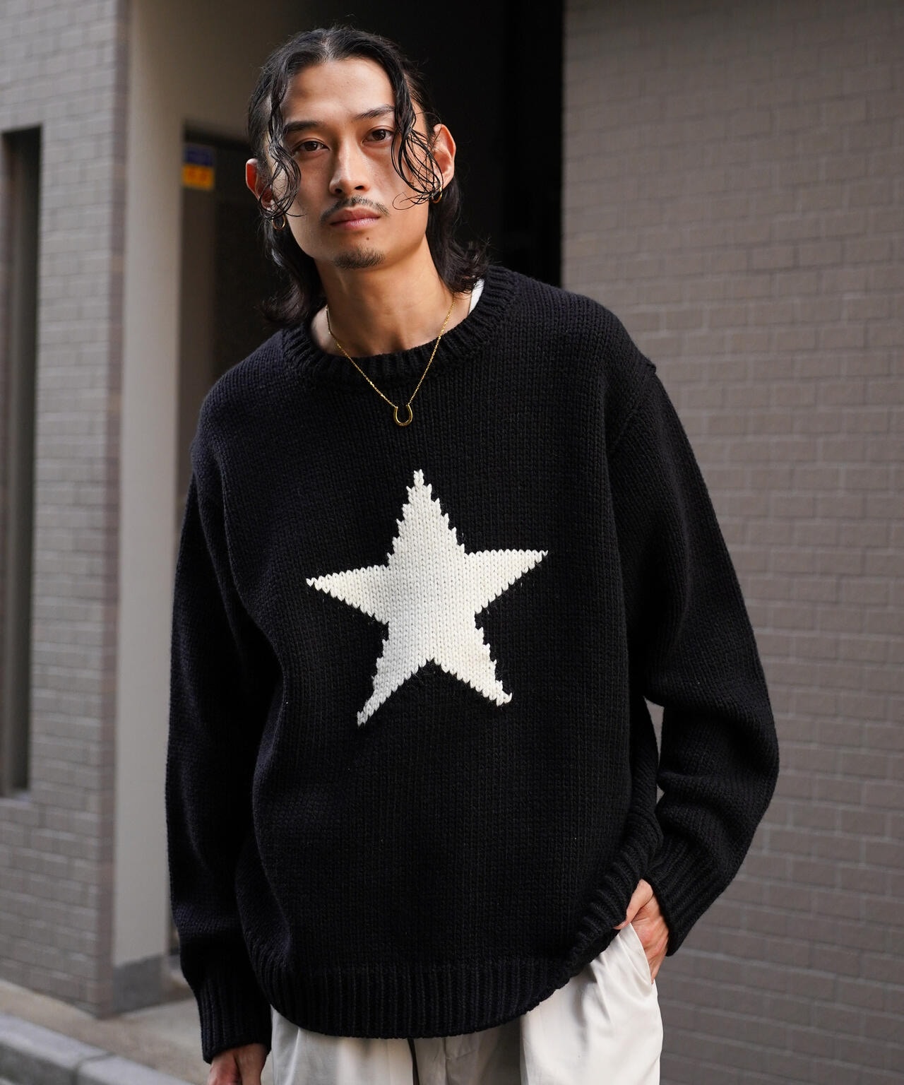 CREW KNIT STAR/クルーネックニット スター