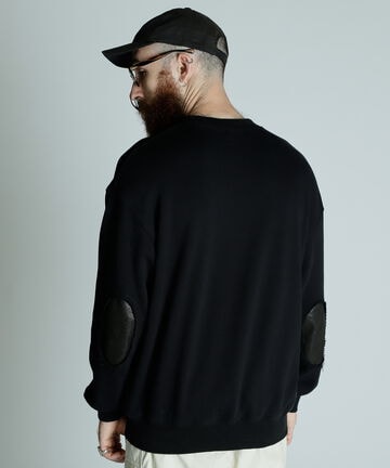 【先行予約 1月中旬-1月下旬入荷予定】LEATHER ELBOW PATCH SWEAT/レザーエルボーパッチ スウェット