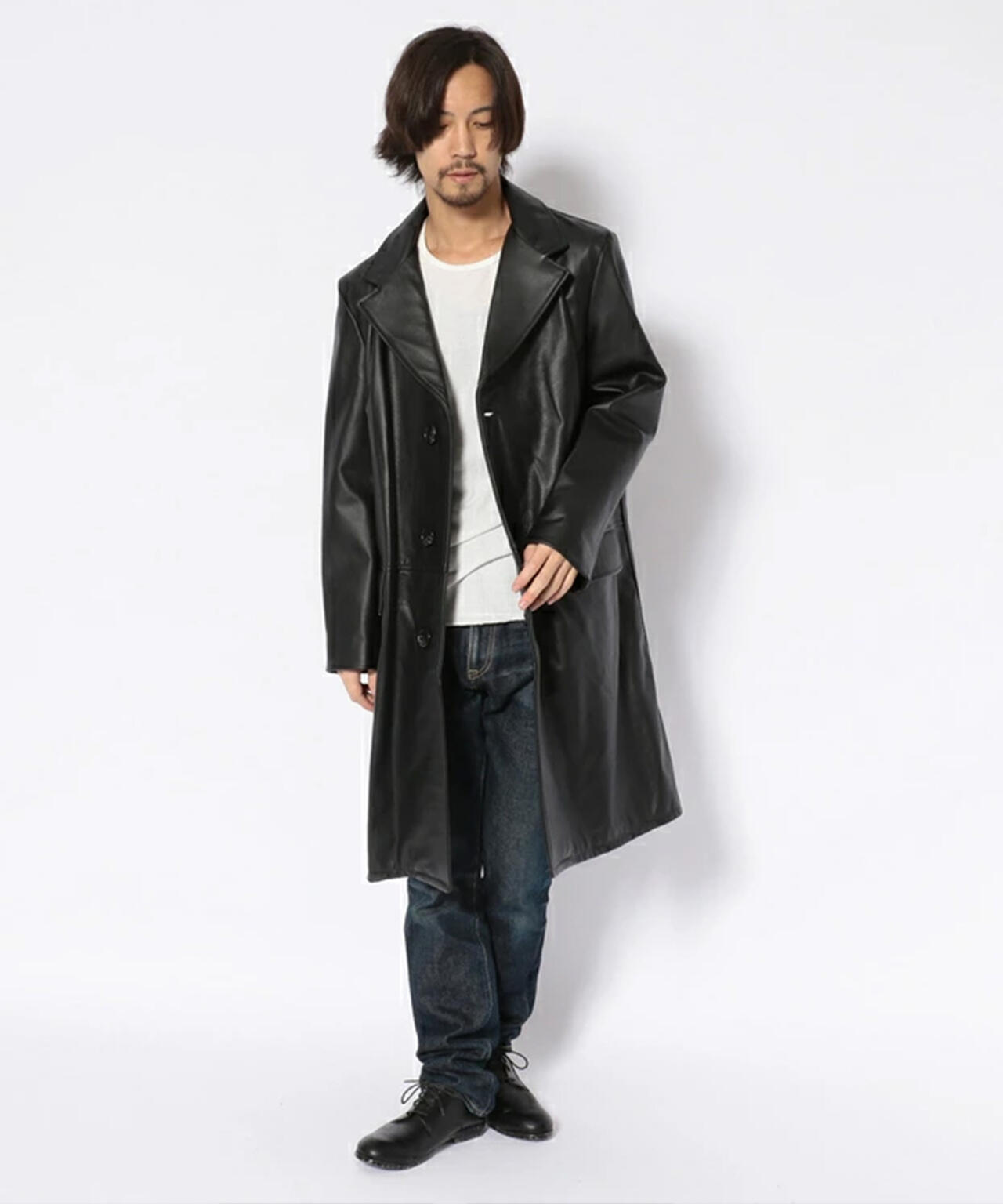 LEATHER CHESTER LONG COAT/レザー チェスターロングコート