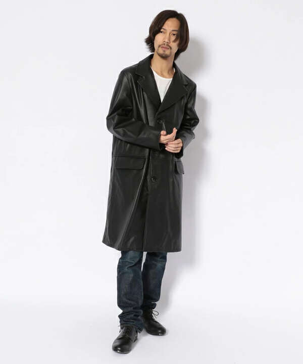 LEATHER CHESTER LONG COAT/レザー チェスターロングコート