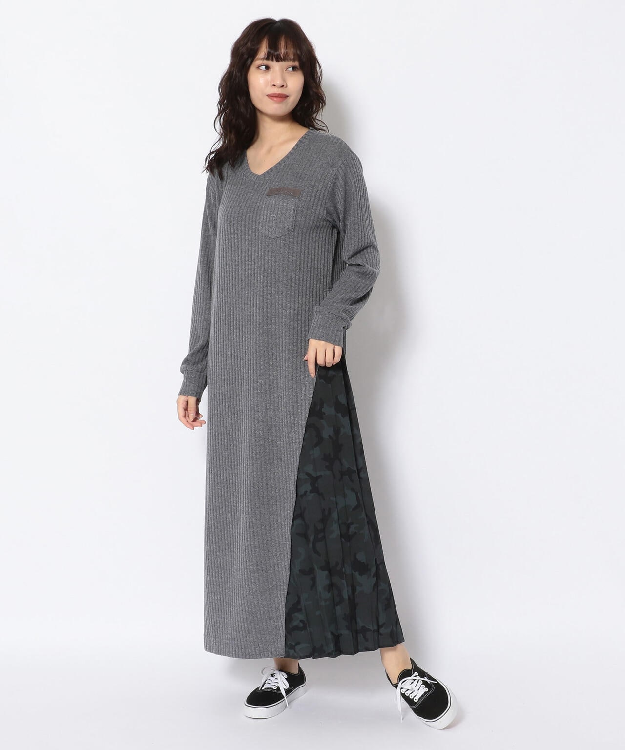 リブニットライククロス プリーツワンピースドレス/ RIB KNIT LIKE CLOTH/PLEATED ONE PIECE DRESS |  AVIREX ( アヴィレックス ) | US ONLINE STORE（US オンラインストア）