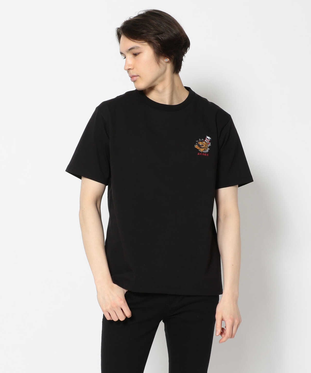 TIGER タイガー Tシャツ ワンポイント ロゴ ブラック