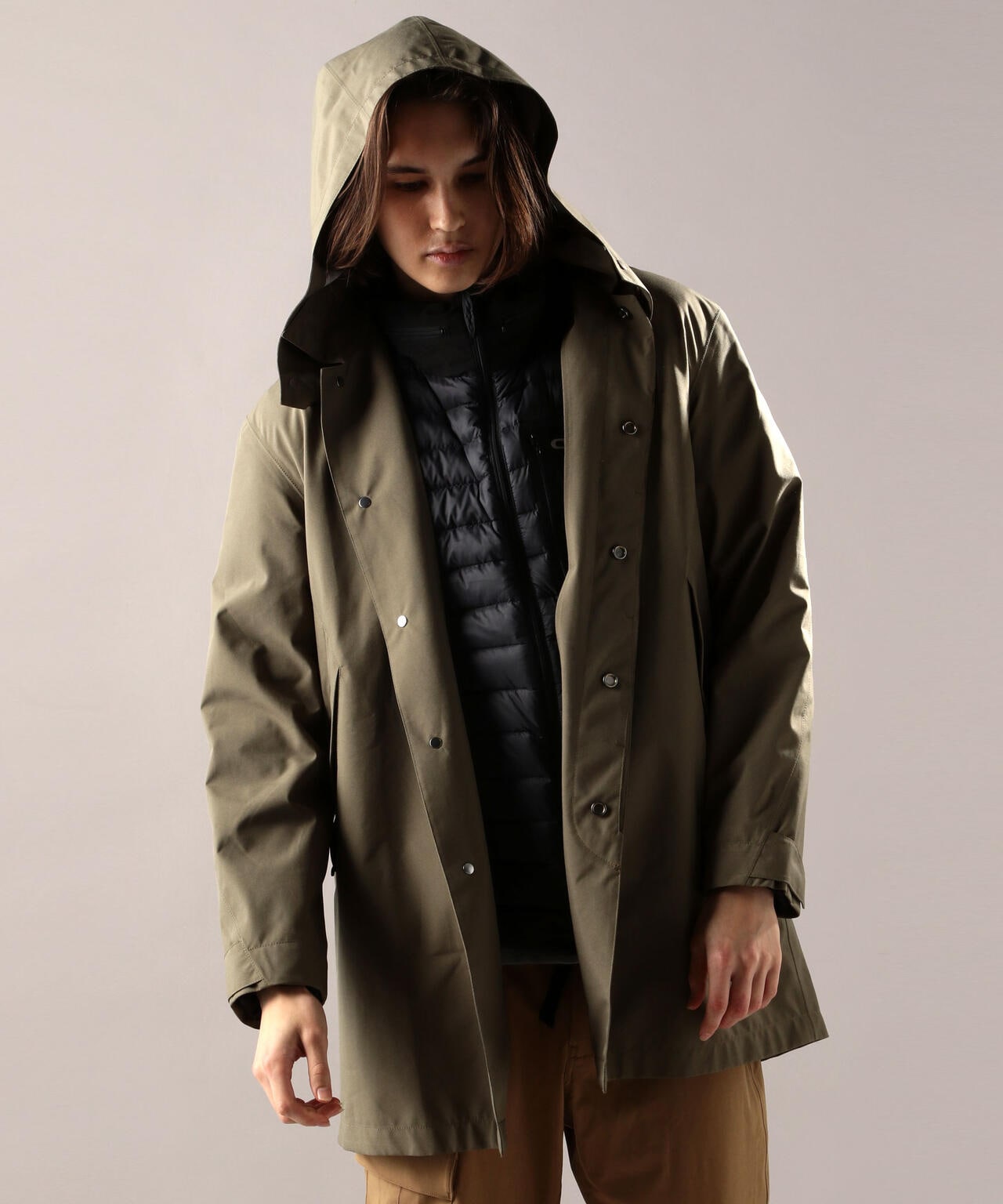 素材ウールsoutien collar coat/ライナー付ステンカラーコート/L/NVY