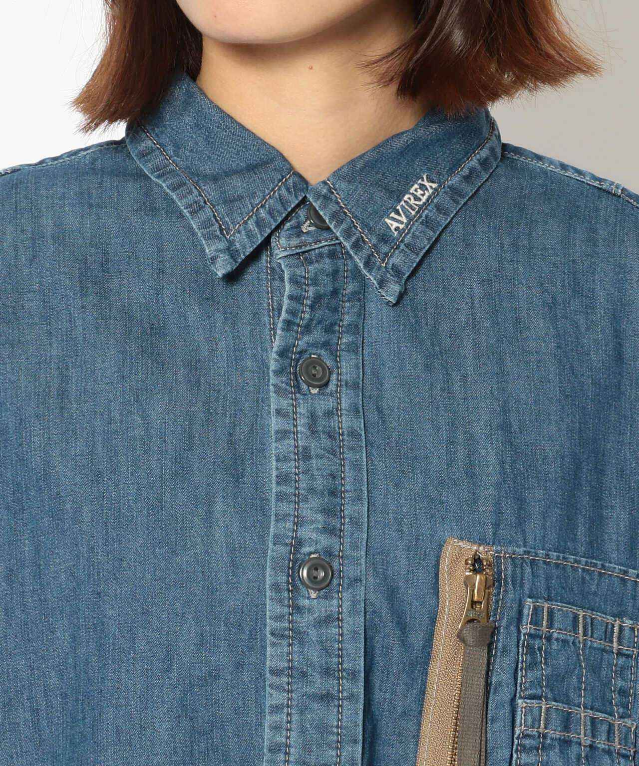 タイプブルー デニムMA-1シャツ/ L-TYPE BLUE L/S DENIM MA-1 SHIRT