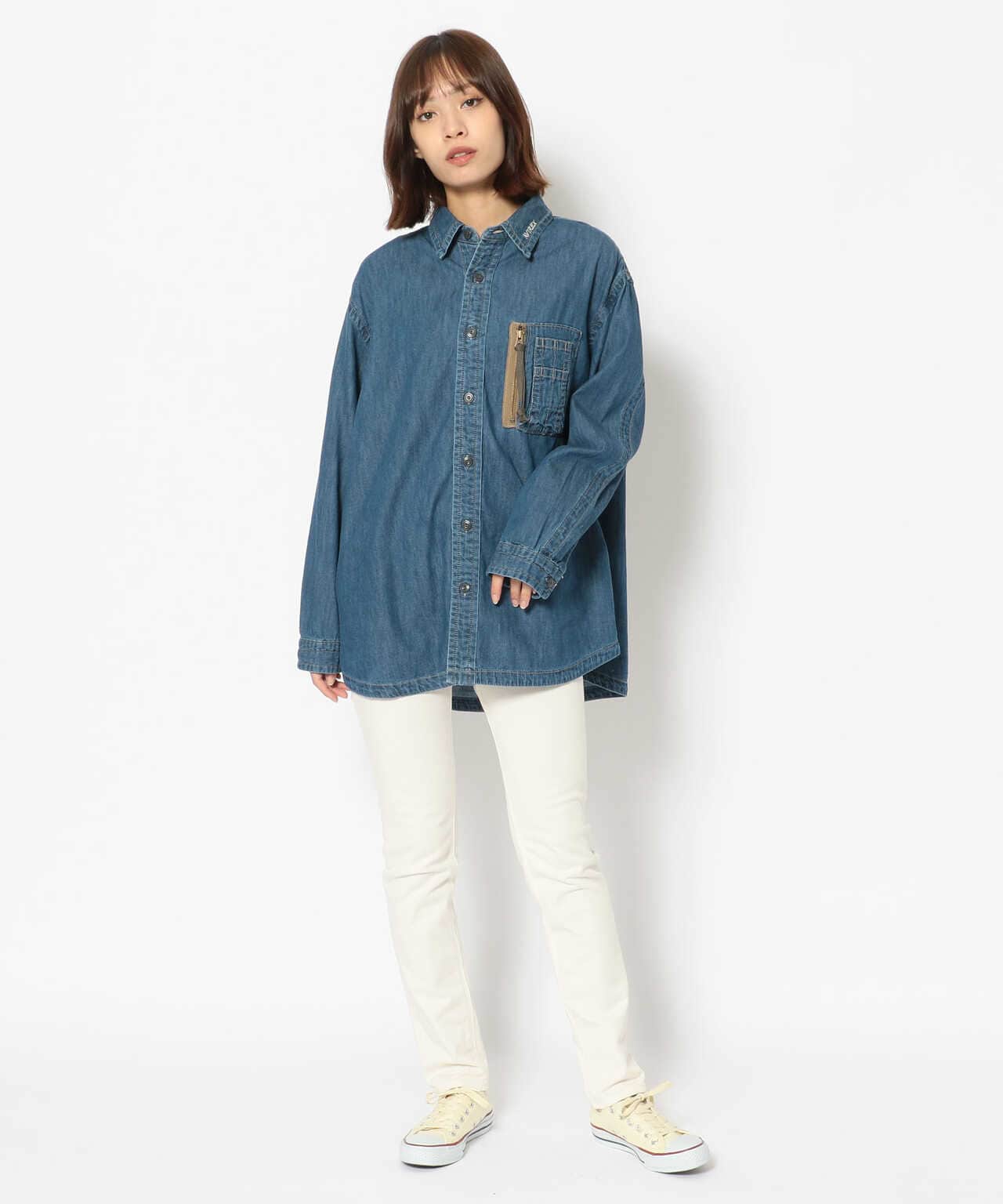 タイプブルー デニムMA-1シャツ/ L-TYPE BLUE L/S DENIM MA-1 SHIRT