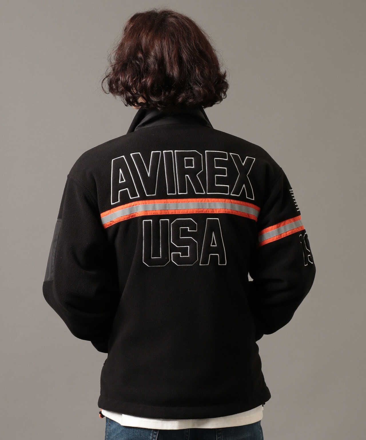 Avirex Fly Jacket Fur Collar Leather Floral Jacket Men's Slim Fit