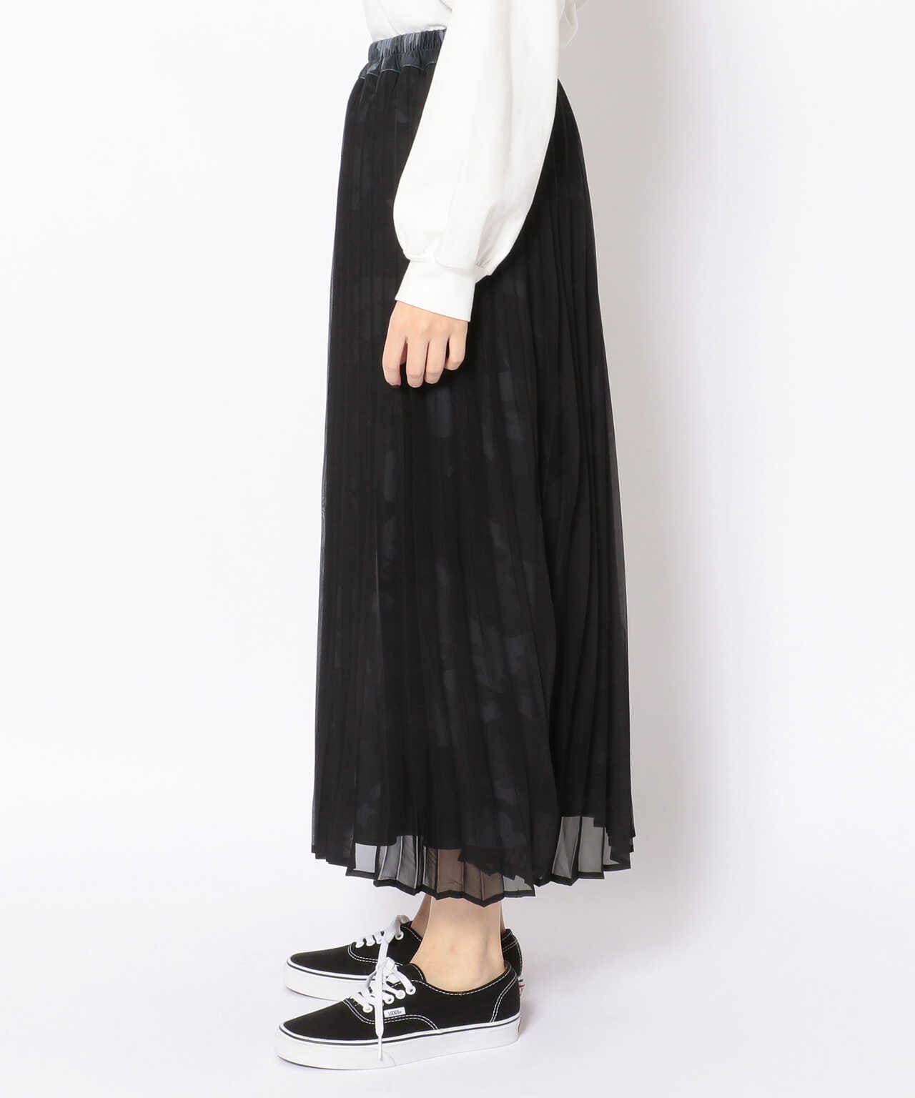 PLEATED CHIFFON CAMO PRINT SKIRT/ プリーツシフォンカモプリント