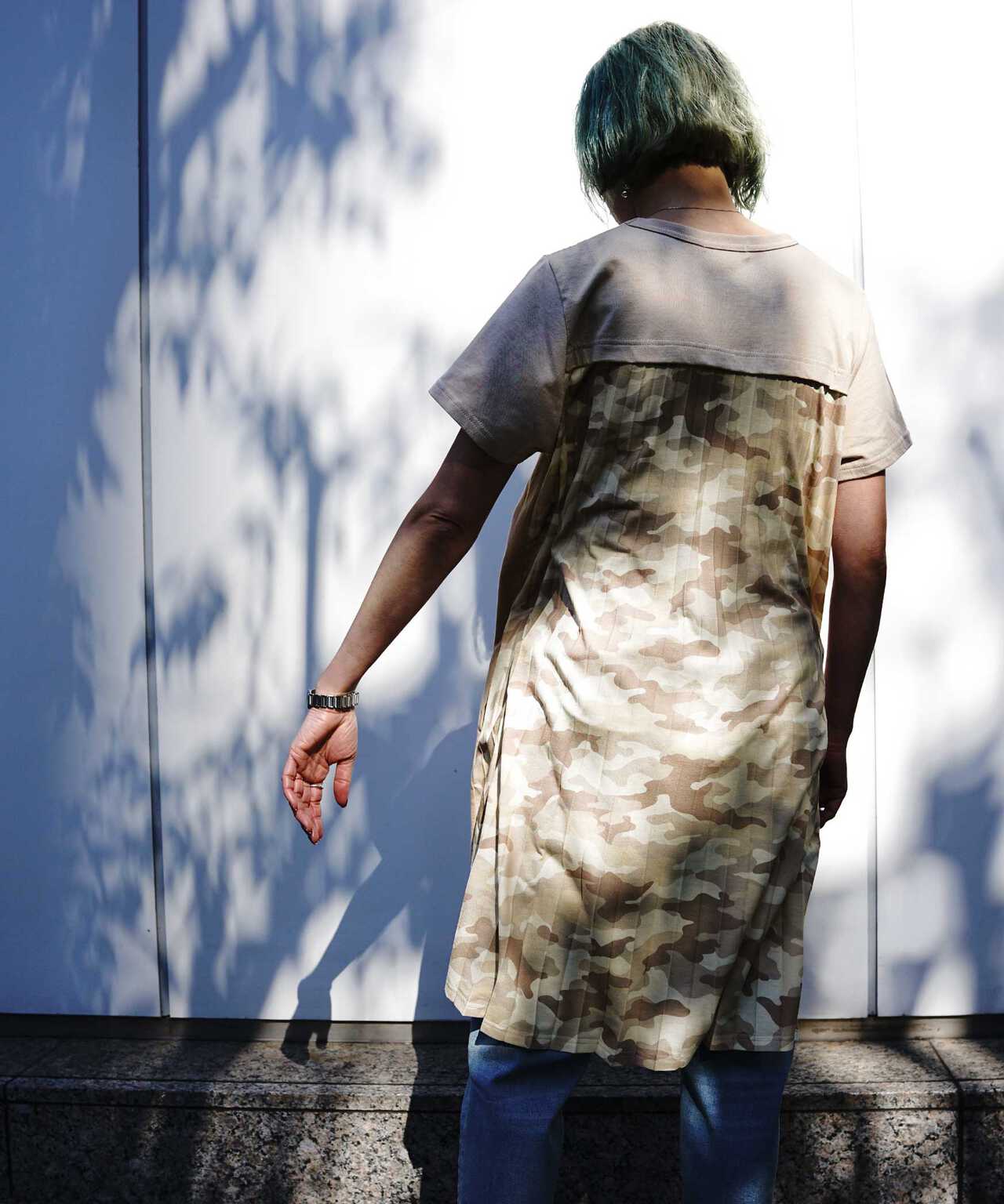 カット プリーツ カモ コンビ ワンピース/CUT PLEATED CAMO COMBI ONE