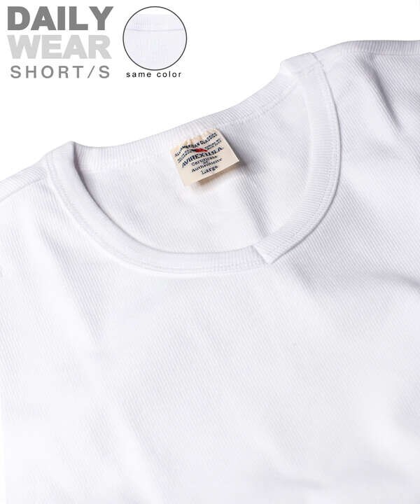 DAILY/WEB限定》RIB S/S V-NECK T-SHIRT/同色プリント リブ 半袖